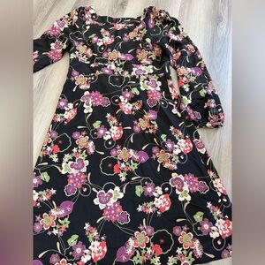 LOFT Black Floral Long Sleeve Dress size 6